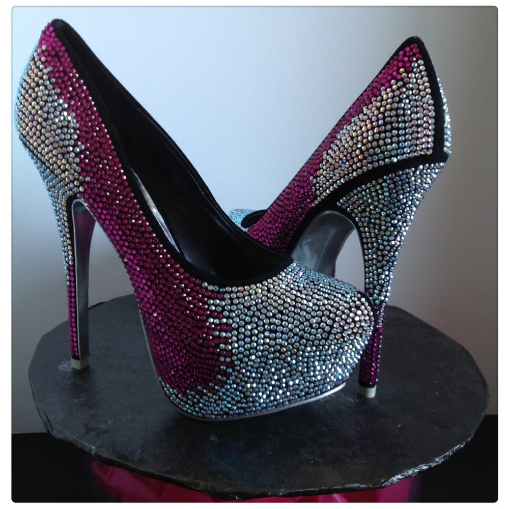 Elegant Multicolor Rhinestone Stiletto Heels